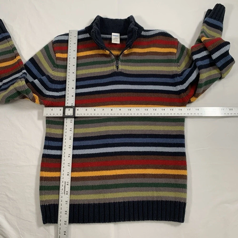 Gymboree Boys Size 10 Striped‎ Cotton Knit Sweater Multi-Color Quarter Zip EUC